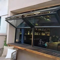 Fenêtres pliantes modernes en aluminium à double fond supérieur pour cuisine, hôtel, café, ouverture verticale, type rideau pour magasin extérieur
