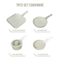 E-Top Ensemble de 7 ustensiles de cuisine antiadhésifs, compatible induction, en acier inoxydable, aluminium et céramique, comprenant une casserole à lait et une poêle à frire, personnalisable OEM
