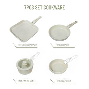 E-Top Ensemble de 7 ustensiles de cuisine antiadhésifs, compatible induction, en acier inoxydable, aluminium et céramique, comprenant une casserole à lait et une poêle à frire, personnalisable OEM - Product Image 6