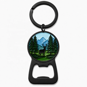 Porte-clés décapsuleur personnalisé, design randonnée en montagne et camping, cadeau pour les amateurs de plein air, vente en gros, décapsuleur porte-clés en émail souple - Product Image 3