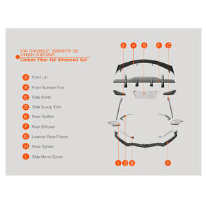 Kits complets de carrosserie en fibre de carbone pour Chevrolet <span class=keywords><strong>Corvette</strong></span> C8 mods 2020-2021 Auto Parts - Product Image 2