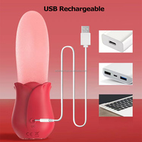 Leistungsstarker Leckender Rosen-Zungen-Vibrator Massage Klitoris-Nippel-Stimulator Langer Rosa Vibrierender Zungen-Vibrator für Frauen
