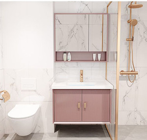 Mobile da <span class=keywords><strong>Bagno</strong></span> Romantico in Rosa Antico con Specchio Intelligente - Product Image 5