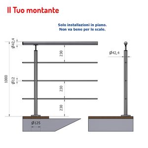 Piezas de maquinaria de construcción de fijación de acero inoxidable AISI 316 pulido vertical, 3 agujeros Ø 42,4 Ø 12,5 Altura del suelo - Product Image 1