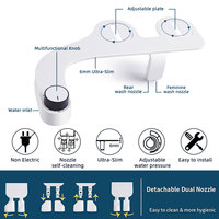 Accessoire de toilette intelligent non électrique OEM personnalisé en gros, ultra-mince, double buse, auto-nettoyant, lavage frontal et arrière