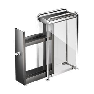 Étagère à condiments de cuisine Tiandiyu, armoire de rangement multi-niveaux avec porte en verre, design minimaliste en acier inoxydable pour utilisation sur comptoir - Product Image 2