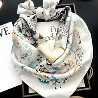 Écharpe carrée en twill de soie de mûrier 100% à impression numérique personnalisée 90x90cm, foulard de luxe pour femme, vente en gros OEM direct usine