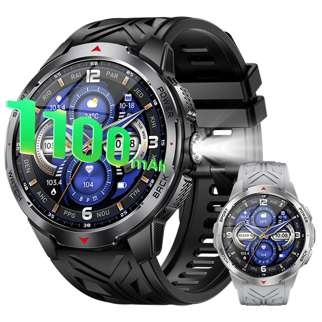 2026 New KT88 Smart Watch with Flashlight Compass 1100mAh Battery 3ATM Waterproof Sports Fitness Tracker Outdoor Mens Smartwatch