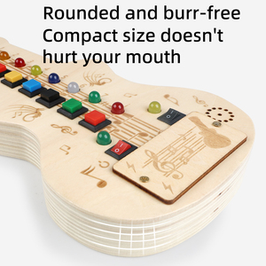 Guitarra de Madera con Luces LED, Tablero de Actividades Sensoriales, Juguetes Educativos Montessori para Niños Pequeños, Bebés, Niños y Niñas - Product Image 6