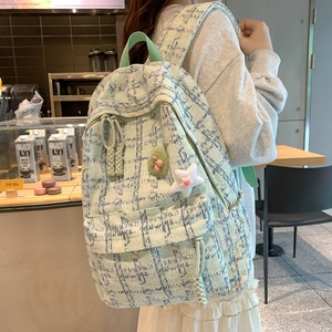 Nueva Mochila Escolar Ligera de Nailon con Diseño a Cuadros, 36 55L, Gran Capacidad, para Chicas de Secundaria y Universidad, con Forro de Poliéster - Product Image 1