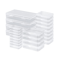 Boîtes de rangement en plastique transparent mini rectangulaires de haute qualité avec couvercles à charnières pour petits objets, bijoux