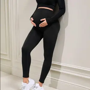 Nuevas mallas de compresión de maternidad para mujer, ropa activa sobre Bump, mallas sin costuras que dan forma sobre el vientre, lactancia posparto