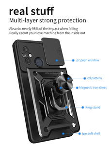 Funda Protectora para Teléfono Móvil con Anillo Giratorio, Soporte Magnético, Anticaídas, Delgada, Antiarañazos, con Protector de Cámara Deslizante - Product Image 2