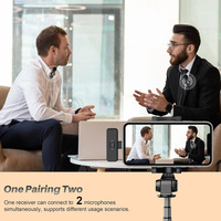 Microphone Cravate Sans Fil Aomago 2 en 1 Mini Micro Lavalier avec Récepteur Type C et iOS pour Téléphone Intelligent Android iPhone