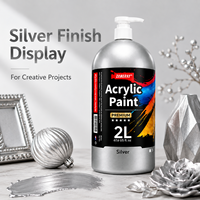 Peinture acrylique argentée 2L avec pompe distributrice, couleur acrylique pour artistes, pour toiles murales, fournitures de peinture artisanale DIY