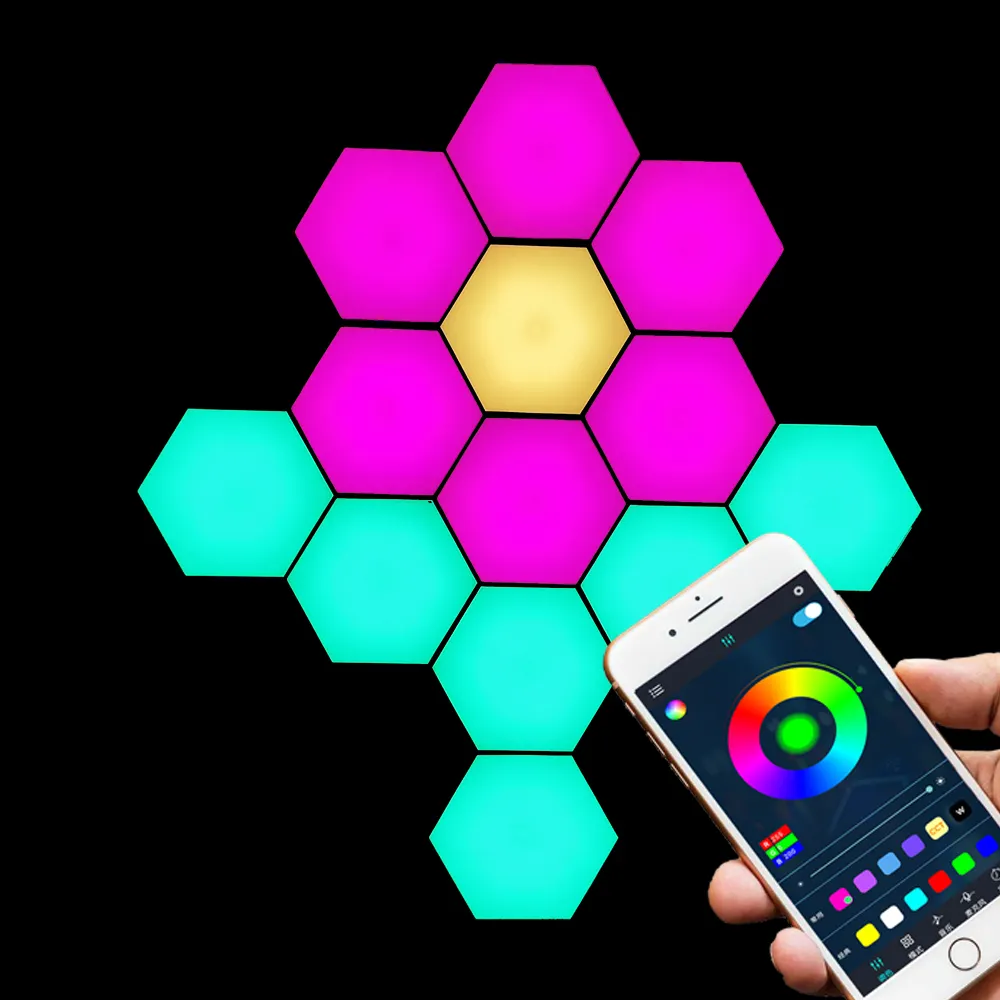 JEJA Hexagon Lights with APP Control and Music Sync 16 Million RGBIC for Gaming Room, Bedroom, Led Wall Decor, Light Panels