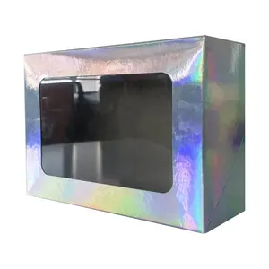 Vendita calda in argento speciale torta scatola di carta pop-up design facile da piegare finestra superiore della fabbrica all'ingrosso a prova di olio mini scatola di carta
