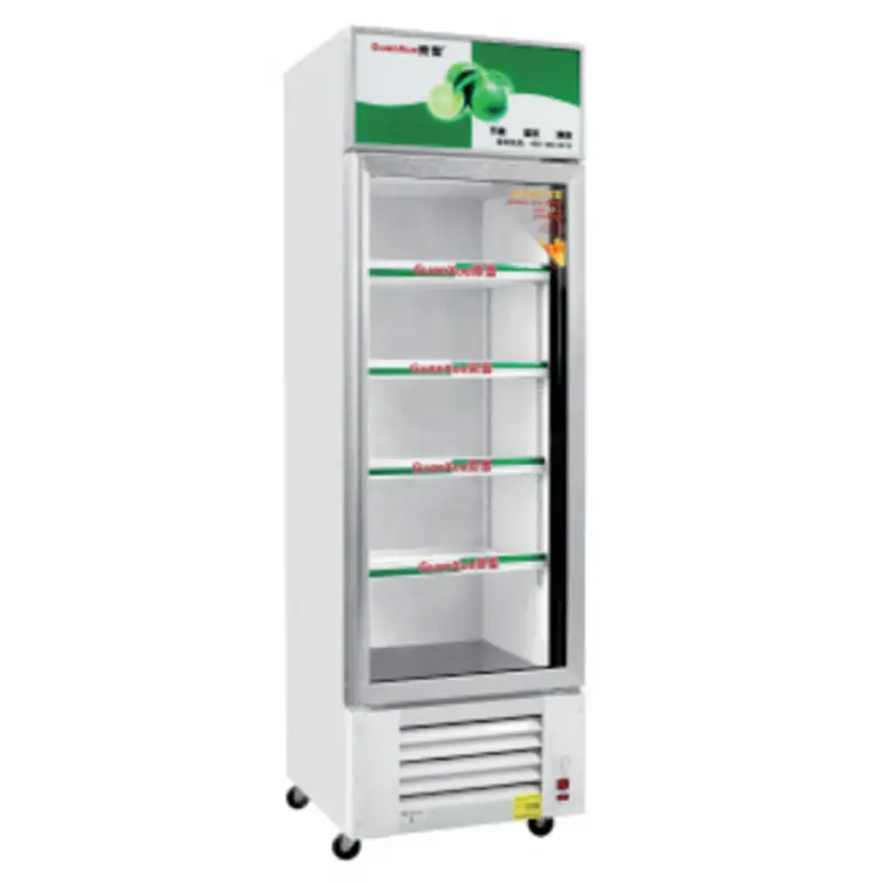 Refrigerador de bebidas para puerta de vidrio, equipo de refrigeración, congelador de pantalla vertical comercial