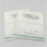 Pochette en plastique laminé sur mesure pour emballage de masque facial avec fenêtre, estampage à chaud en feuille d'argent, sac à trois soudures latérales