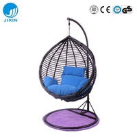 Mobilier extérieur intérieur Patio rotin rotin rotin rotin double siège suspendu oeuf balançoire chaise avec support en métal avec coussin