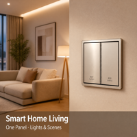 Interrupteur mural intelligent KNX 2 gangs 2 commandes, construction métallique, indice de protection IP20, télécommande pour bâtiments intelligents et domotique
