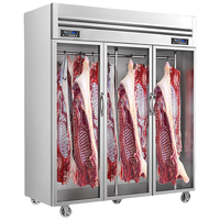 Réfrigérateur vitrine à viande suspendu en acier inoxydable avec porte vitrée, modèle 9- Standing