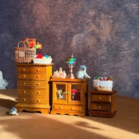 Ensemble de meubles décoratifs pour maison de poupée, 3 pièces, armoire à tiroirs en bois, table de chevet, combinaison de bureau décorative faite à la main