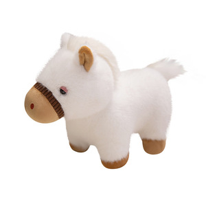 Figurines de petit cheval simulées en peluche poupée d'animal en peluche à pattes courtes poneys du zodiaque mignons mascotte de société de cadeau d'enfants - Product Image 5