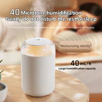 Humidificateur ultrasonique 1,3 L en plastique alimenté par USB avec arrêt automatique, barre d'oxygène, lumières LED colorées, aromathérapie, silencieux, pour hôtel et maison