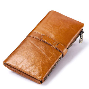 boshiho Leather Money Holder best quality leather long <b>wallet</b> customized zipper <b>wallet</b> <b>Cash</b> <b>Envelope</b> - Product Image 1