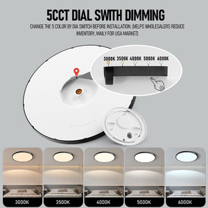 Chiếu sáng trong nhà siêu mỏng 3cct có thể thay đổi Chandelier Vòng Slim Dip chuyển đổi <span class=keywords><strong>LED</strong></span> trần ánh sáng Flush núi <span class=keywords><strong>LED</strong></span> trần đèn - Product Image 5