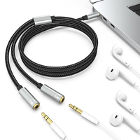 Répartiteur Audio Aux TRS 3.5MM mâle à 2 double 3.5MM femelle Y séparateur 3 pôles casque Jack Audio Aux câble adaptateur tressé
