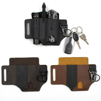 Organisateur de ceinture EDC en cuir, livraison en 3 jours, étui multi-outils pour ceinture, pochette tactique pour ceinture avec porte-clés pour lampe torche, couteau, stylo