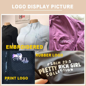 女性用2ピーススポーツセットスパンデックス/ナイロンスキニーフィットクイックドライ通気性カジュアルワークアウトヨガレギンス & ジャケット - Product Image 4