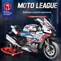 Modèle d'ornement à assembler en blocs de construction de 40 pièces en plastique ABS, série de motos Juhang M1000R, moto de combat à pneus larges