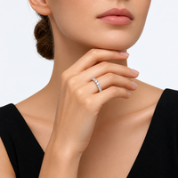 Bague Moissanite Classique Vintage en Argent S925 avec Gemme Ronde VVS Scintillante, Monture Demi-Éternité Certifiée GRA, Cadeau Quotidien ou d'Anniversaire