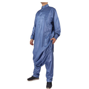 Jalabiya Musulmana de Color Liso <span class=keywords><strong>Estilo</strong></span> Árabe Saudí Al Haramain 2023 al por Mayor, Thobe de Oración de 2 Piezas con Pantalón <span class=keywords><strong>para</strong></span> <span class=keywords><strong>Hombre</strong></span> - Product Image 5