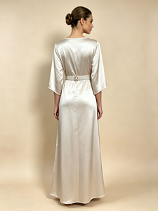 SWEET BABE Elegant style Midi Satin Solid Casual Fitted Party Wear Custom Made Satin <b>Dress</b> - Product Image 3