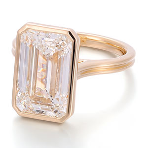 Кольцо с бриллиантом 4 карата, классический стиль, женское украшение, 10-каратное желтое золото с инкрустацией из изумрудной огранки, сертифицированный IGI лабораторный бриллиант, обручальное кольцо - Product Image 3