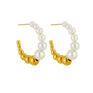 Boucles d'oreilles créoles colorées de luxe léger pour femme, inaltérables, avec perles, accessoires et composants de bijoux sophistiqués - Product Image 5