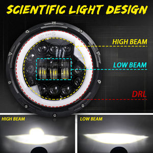 LED de luz de la cabeza DRL señal en ámbar amarillo de cromo de plata negro 75W fuera de la carretera 4WD 12v 24v coche 7 pulgadas ronda Led faro - Product Image 3