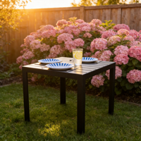 Ensemble de table et chaises de salle à manger carrées en aluminium métallique moderne pour patio, tables de restaurant en plein air