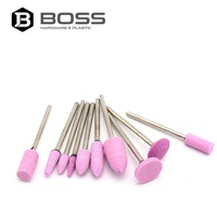 1 pièce BOSS Disque abrasif cylindrique de 100 mm avec tige de 2,35 mm pour outils rotatifs, tête de meule professionnelle pour polissage de l'acier, rose 3,0 mm