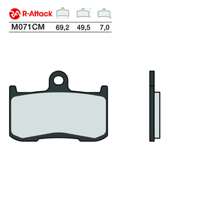 Plaquettes de frein moto R-Attack M071CM carbone-céramique avant 69.2x49.5x7.0mm homologuées R90 - Product Image 1