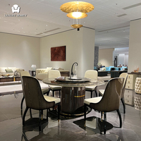 Ensemble table et chaises de salle à manger sur mesure de l'usine de Foshan, table de salle à manger de luxe avec plateau en marbre, 6 places avec chaises pour hôtel, villa, projet