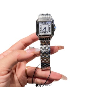 Reloj clásico de la serie Cheetah, retro, cuadrado, mecánico, de acero inoxidable para mujer, con diamantes incrustados, esfera romana, cristal de zafiro, 100 bar. - Product Image 1