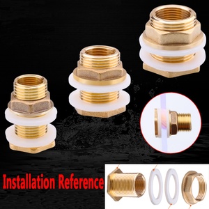 With 2 Upgrade Rubber Gasket <b>Ring</b> Solid Brass Water Tank Connector Double Theaded Bulkhead Fittings - Product Image 3
