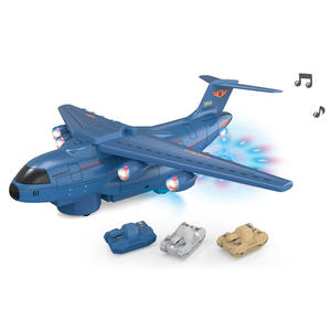 Avion de transport militaire électrique universel avec évitement d'obstacles et mini chars à friction pour enfants - Product Image 1