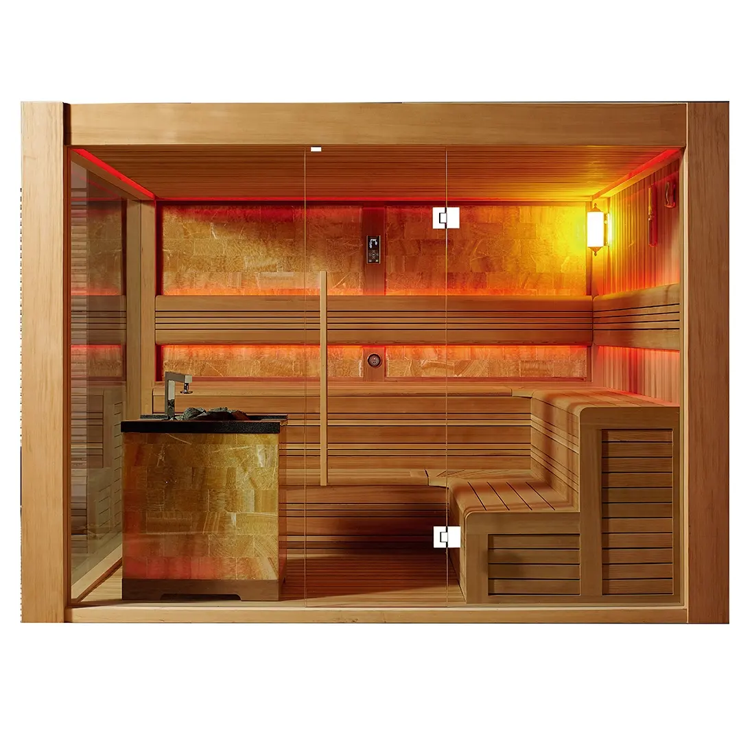 MEXDA Wooden Dry Sauna Room with Automatic Sprinkle Sauna Heating Stove CE Product Indoor Saunas for 6 Person WS-1500