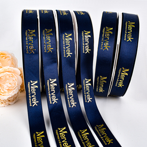 Hot bán thân thiện với môi tùy chỉnh tên thương hiệu <span class=keywords><strong>Luster</strong></span> Quà Tặng <span class=keywords><strong>Ribbon</strong></span> 3D Lá vàng in satin Grosgrain Logo giáng sinh hanukkah - Product Image 4